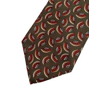 Christian Dior Monsieur Mens Necktie Olive Green‎ Paisley Silk Italy